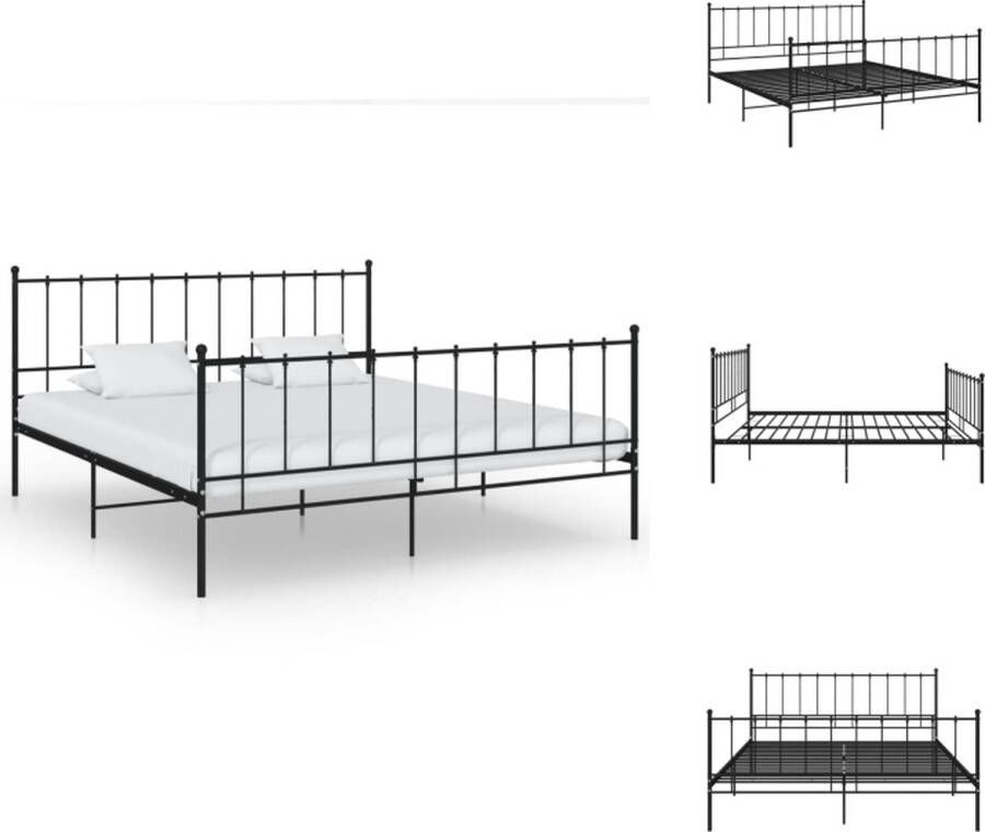 VidaXL Bedframe Bedframes Tweepersoonsbed Tweepersoonsbedden Bedframe metaal zwart 140x200 cm - Foto 2