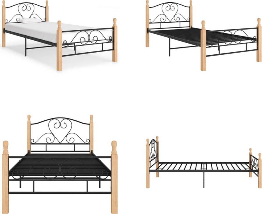 VidaXL Bedframe metaal zwart 90x200 cm Bedframe Bedframes Bed Bedden