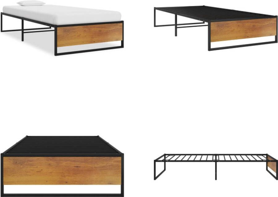 VidaXL Bedframe metaal zwart 90x200 cm Bedframe Bedframes Eenpersoonsbed Eenpersoonsbedden - Foto 2
