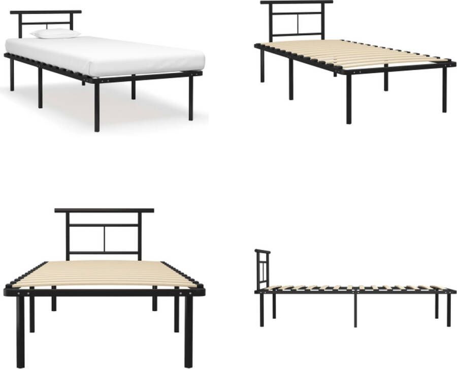 VidaXL Bedframe metaal zwart 90x200 cm Bedframe Bedframes Eenpersoonsbed Eenpersoonsbedden
