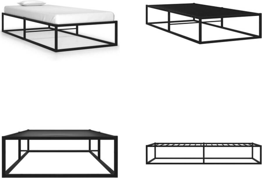 VidaXL Bedframe metaal zwart 90x200 cm Bedframe Bedframes Eenpersoonsbed Eenpersoonsbedden