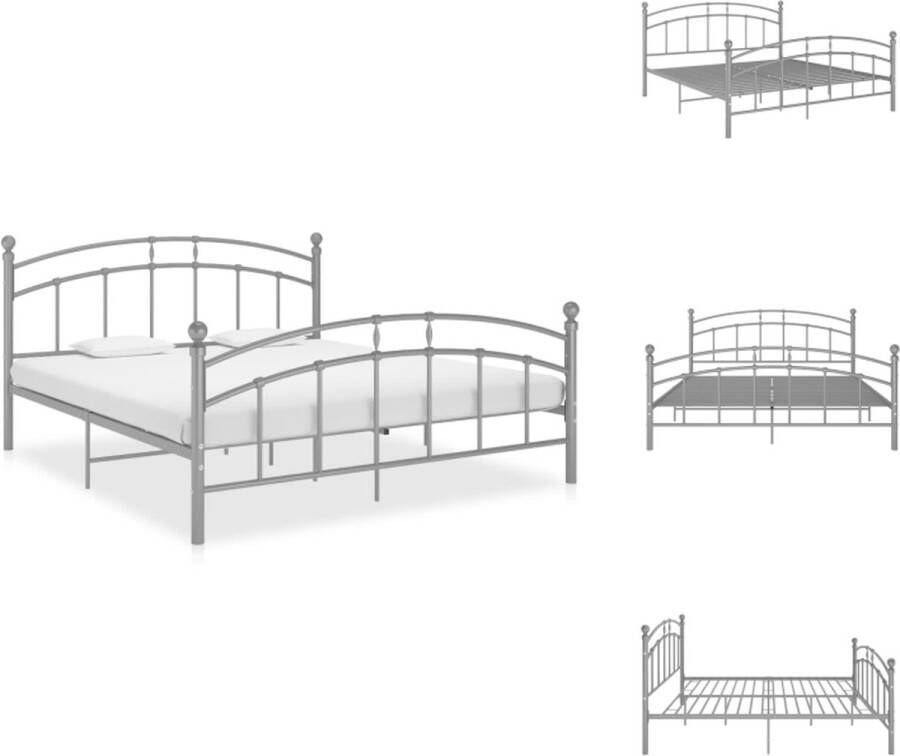 VidaXL Bedframe metalen 160x200 cm grijs Bed