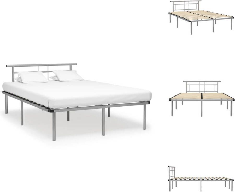 VidaXL Bedframe Metalen 160x200 cm Grijs Bed - Foto 1