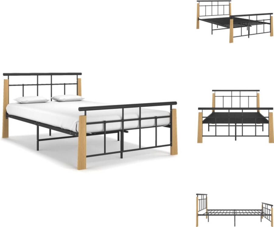 VidaXL Bedframe Metalen Constructie Licht Eikenhout 206 x 133 x 86 cm (L x B x H) 120 x 200 cm (B x L) Geschikte Matras Bed