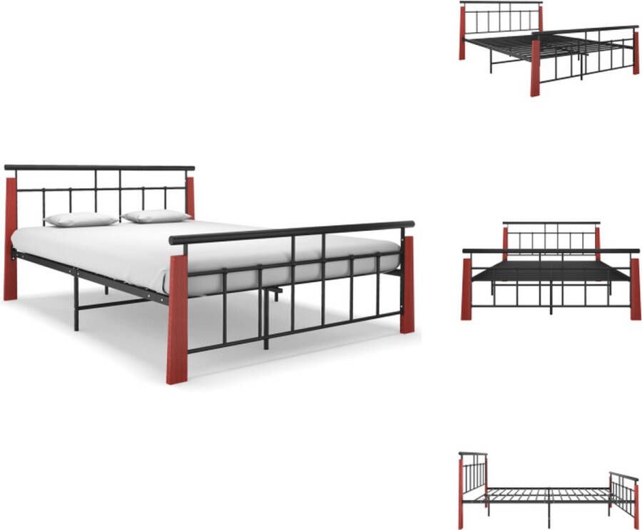 VidaXL Bedframe Metalen Zwart 206 x 153 x 86 cm Geschikt voor 140 x 200 cm matras Bed - Foto 2