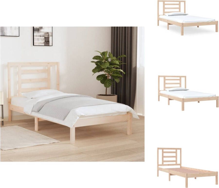 VidaXL Bedframe Modern Houten bedframe 205.5 x 105.5 x 31 cm Massief grenenhout Bed