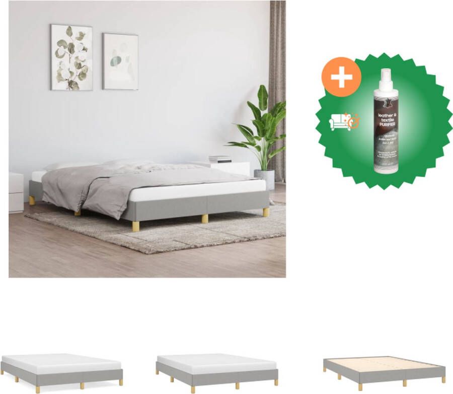 VidaXL Bedframe Multi-Lightgrijs 203x163x25 cm Duurzaam materiaal Ondersteunende poten Multiplex lattenbodem Bed Inclusief Reiniger - Foto 3