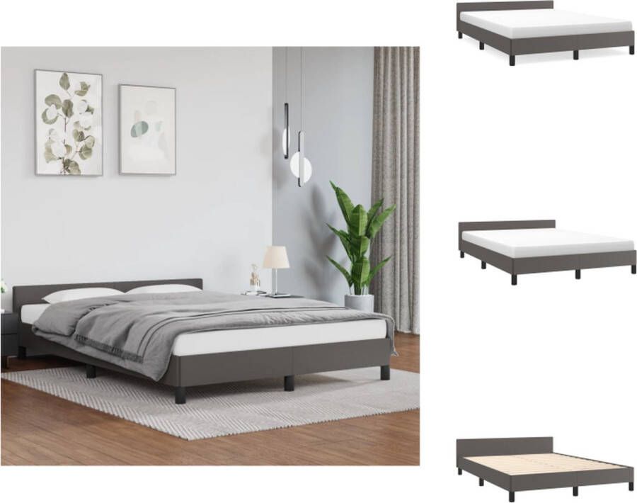 vidaXL Bedframe Multiplex 203 x 143 x 50 cm Grijs Kunstleer Bed