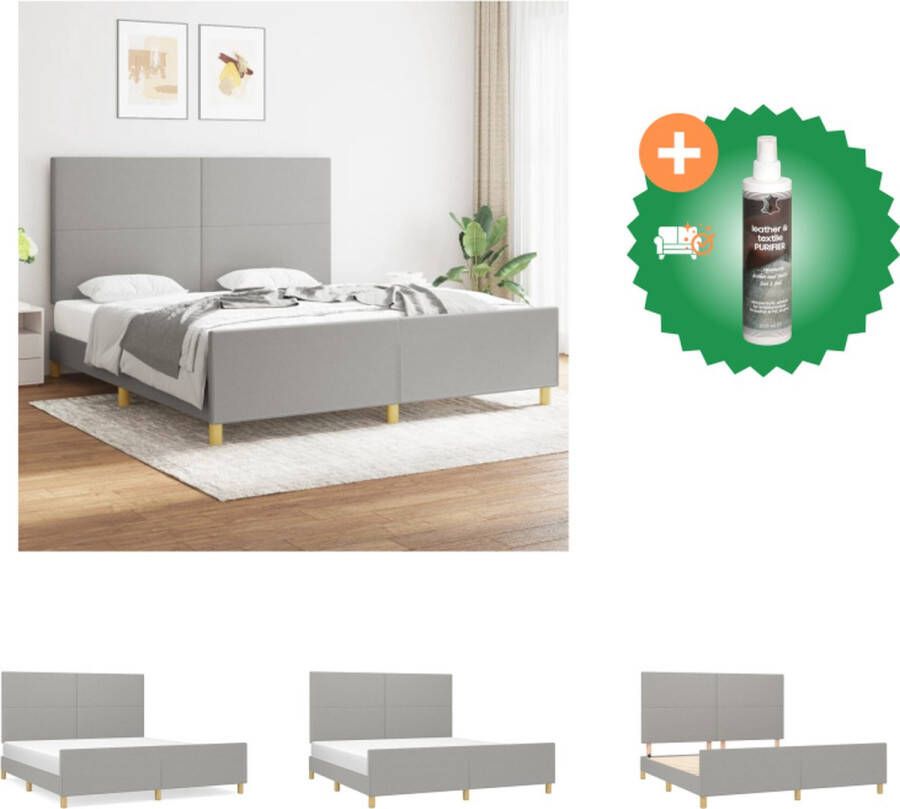 VidaXL Bedframe met Hoofdeinde Lichtgrijs 203 x 186 x 118 128 cm 180 x 200 cm Duurzaam Materiaal Bed Inclusief Reiniger - Foto 2