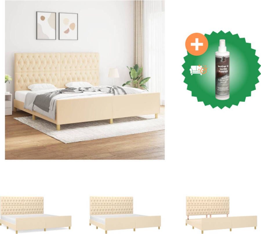 VidaXL Bedframe Multiplex 203 x 206 x 118 128 cm Verstelbaar hoofd- en voeteneind Crème Bed Inclusief Reiniger - Foto 2