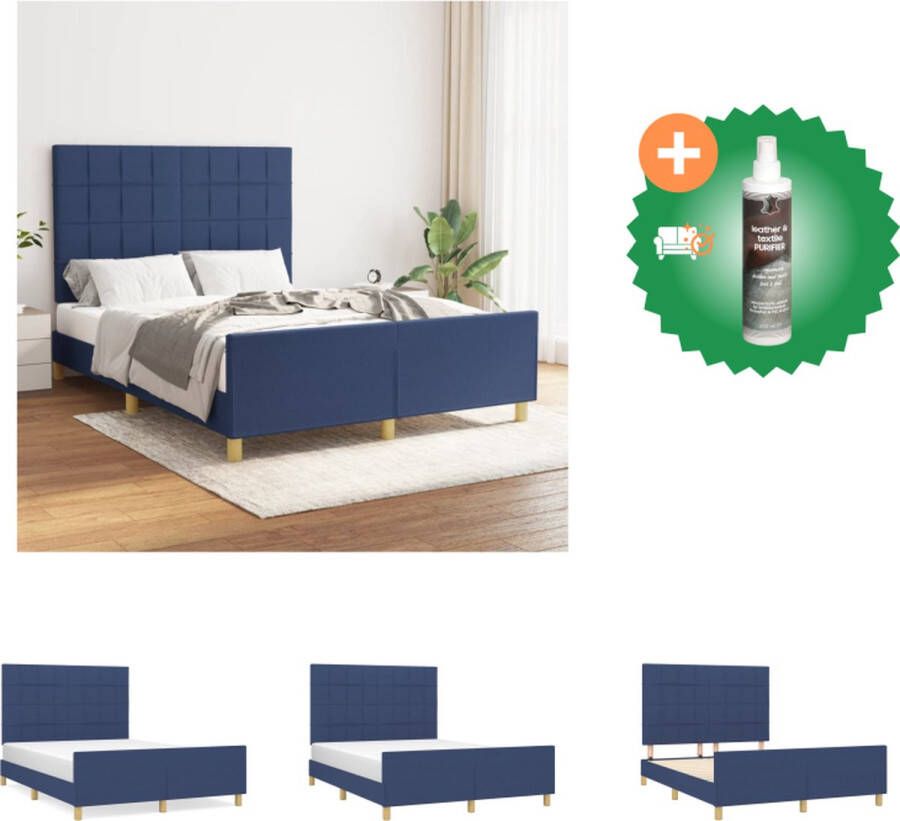 VidaXL Bedframe Multiplex Lattenbodem 203 x 146 x 118 128 cm Blauw Bed Inclusief Reiniger