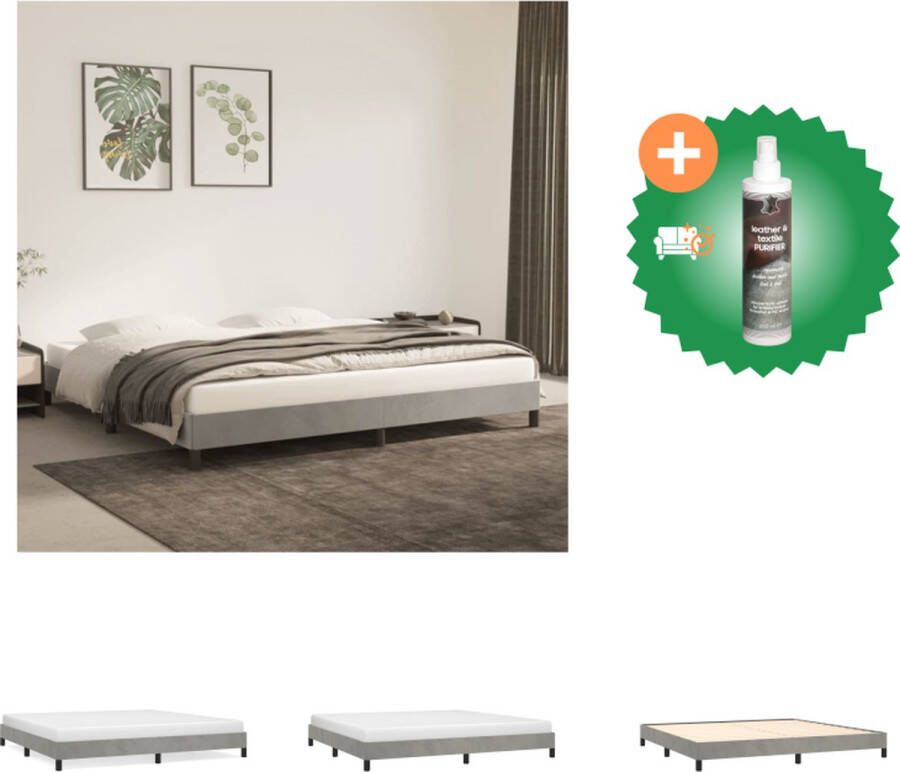 VidaXL Bedframe Multiplex Lattenbodem 203 x 203 cm Zacht fluweel Lichtgrijs Bed Inclusief Reiniger - Foto 2