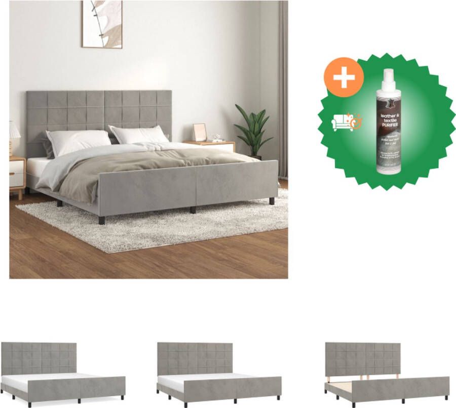 VidaXL Bedframe Multiplex Lattenbodem Lichtgrijs 203 x 206 x 118 128 cm Verstelbare Hoogte Ondersteunende Poten Bed Inclusief Reiniger