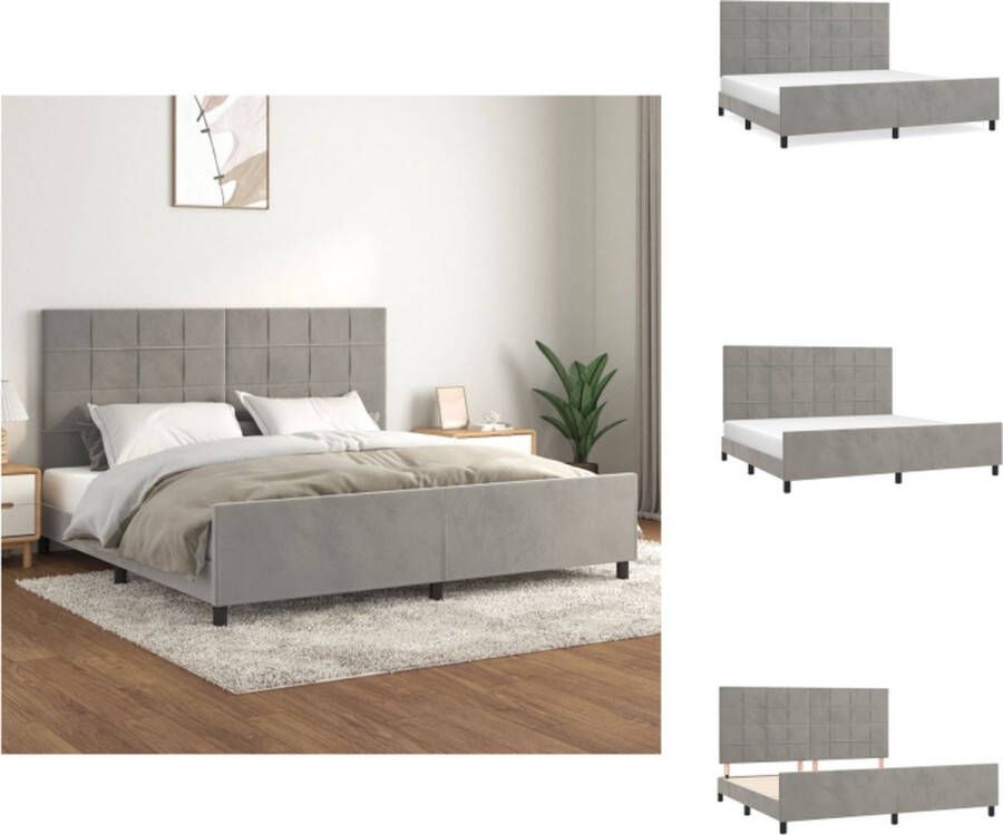 vidaXL Bedframe Multiplex Lattenbodem Lichtgrijs 203 x 206 x 118 128 cm Verstelbare Hoogte Ondersteunende Poten Bed