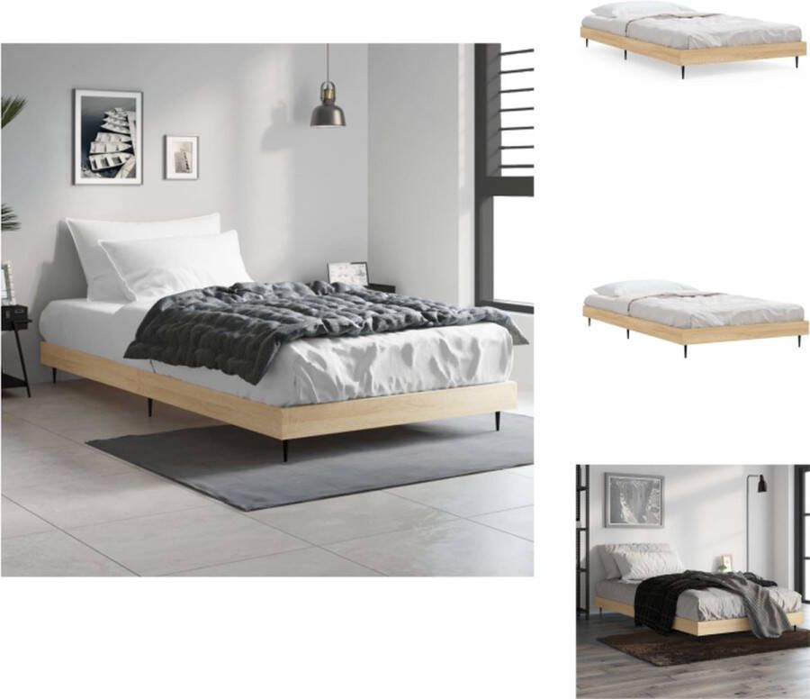 VidaXL Bedframe Sonoma Eiken Een Welkome Aanvulling op Elke Slaapkamer Duurzaam Hout Stevige Metalen Poten Multiplex Lattenbodem 193 x 93 x 20 cm Bed - Foto 2