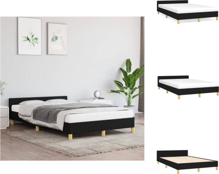 VidaXL Bedframe Met Hoofdeinde Bedframes Met Hoofdeindes Bed Slaapmeubel Bedframe met hoofdeinde stof zwart 120x200 cm - Foto 2