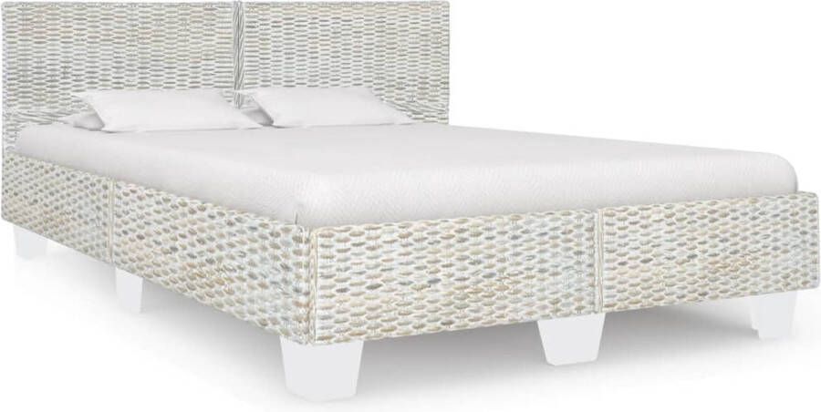 VidaXL Bedframe Natuurlijk Rattan Grijs 140x200 cm Rattan Bedframe Houten Bedframe Tweepersoons Bed Grijze Bedbank Slaapkamer Meubels Luxe Bed Vintage Bed Boho Bed Natuurlijke Materialen Robuust Bed Modern Bed - Foto 2