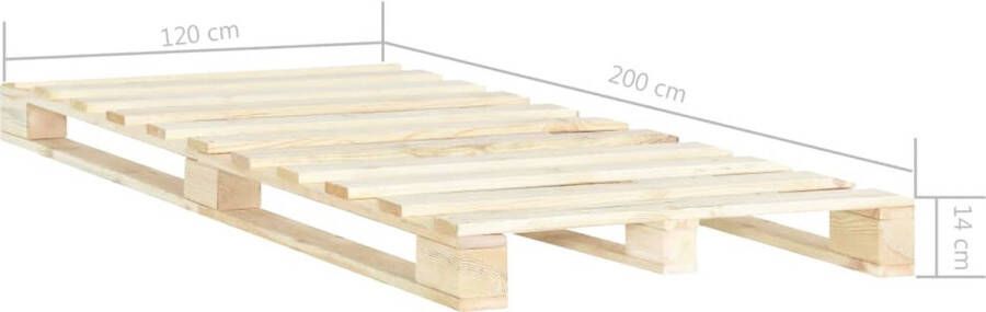 VidaXL -Bedframe-pallet-massief-grenenhout-120x200-cm