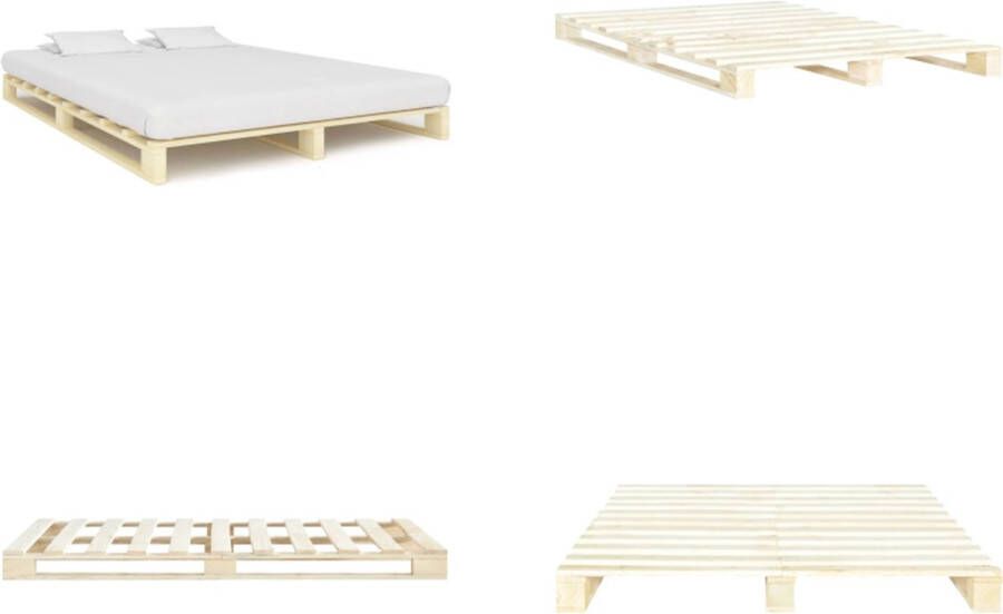 VidaXL Bedframe pallet massief grenenhout 160x200 cm Bed Bedden Slaapkamermeubel Bedframe