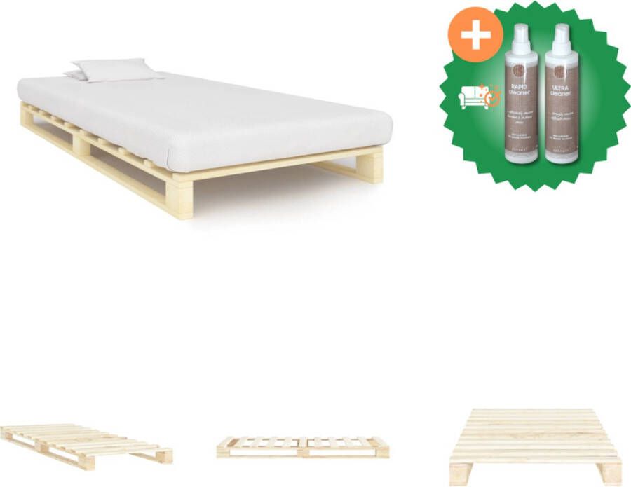 VidaXL Bedframe pallet massief grenenhout 90x200 cm Bed Inclusief Onderhoudsset