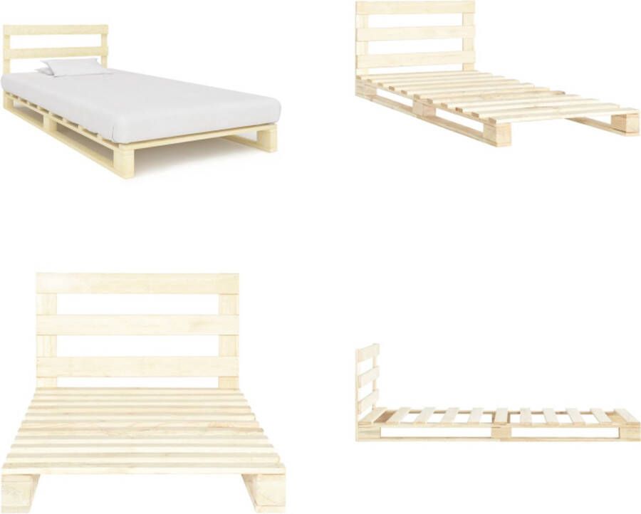 VidaXL Bedframe pallet massief grenenhout 90x200 cm Bedframe Bedframes Bed Bedden
