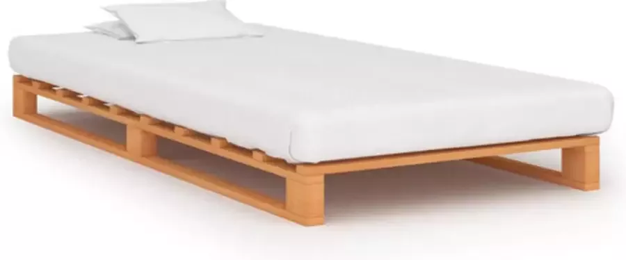 VidaXL -Bedframe-pallet-massief-grenenhout-bruin-100x200-cm - Foto 3