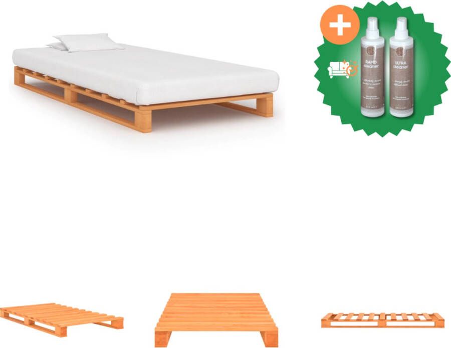 VidaXL Bedframe pallet massief grenenhout bruin 100x200 cm Bed Inclusief Onderhoudsset