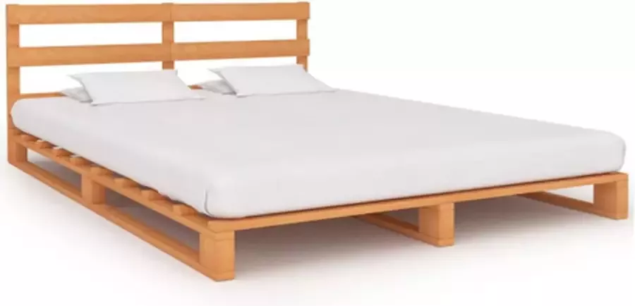 VidaXL Bedframe pallet massief grenenhout bruin 120x200 cm