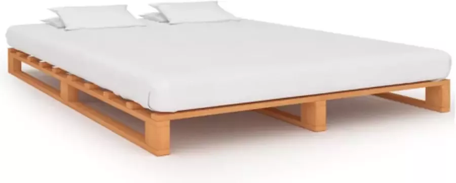 VidaXL -Bedframe-pallet-massief-grenenhout-bruin-140x200-cm - Foto 3