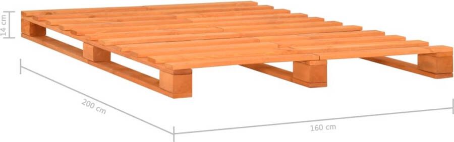 VidaXL -Bedframe-pallet-massief-grenenhout-bruin-160x200-cm