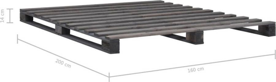 VidaXL -Bedframe-pallet-massief-grenenhout-grijs-160x200-cm