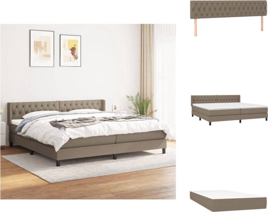 VidaXL Bedframe Pocketvering Matras Topmatras Taupe 203 x 203 x 78 88 cm Duurzaam en Comfortabel Bed