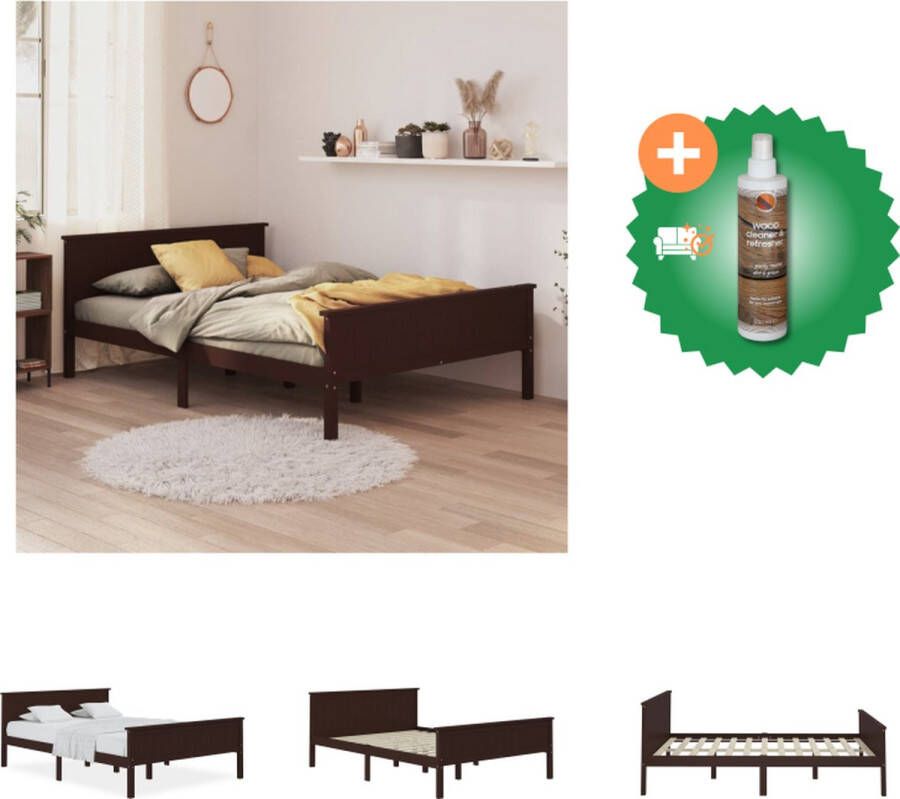 VidaXL Houten Bedframe Modern Cool Slaapkamer Afmeting- 206 x 146 x 63 cm Ken- Massief grenenhout Bed Inclusief Houtreiniger en verfrisser - Foto 4