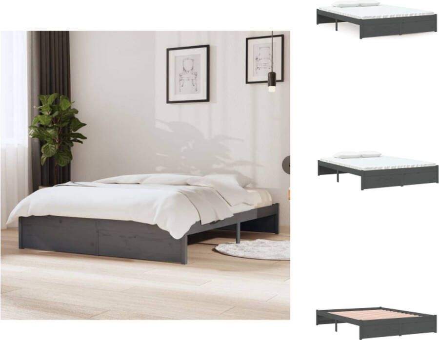 VidaXL Bedframe Praktisch en decoratief Houten 195.5 x 140.5 x 31 cm Massief grenenhout Bed