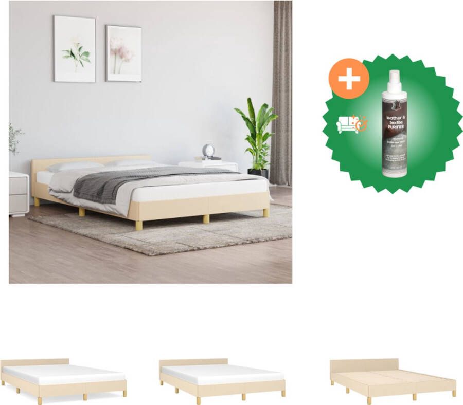 VidaXL Bedframe Crème 203 x 146 x 118 128 cm Verstelbaar hoofdeind Stabiele poten Multiplex lattenbodem Comfortabele ondersteuning Bed Inclusief Reiniger
