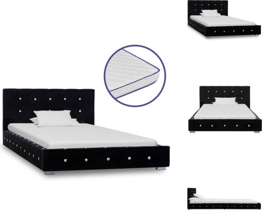 VidaXL Bedframe Relaxed Zwart 214.5 x 104 x 64 cm Stijlvol fluwelen hoofdeinde Bed