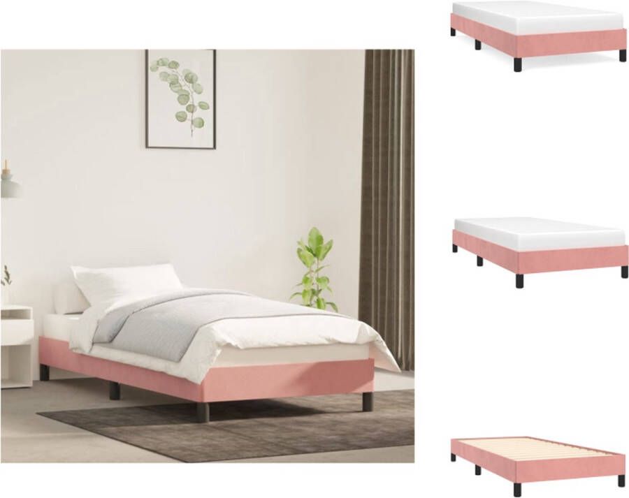 VidaXL Bedframe Roze Fluweel 203 x 83 x 25 cm Ondersteunende poten Multiplex lattenbodem Geschikte matras- 80 x 200 cm Bed