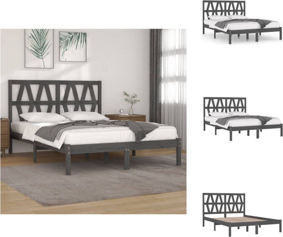 VidaXL Bedframe Rustiek Grenenhout 195.5x140.5x31 cm Grijs Bed