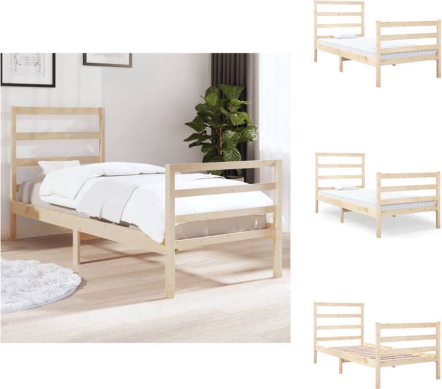 VidaXL Bedframe Rustiek Hout 195.5 x 81 x 100 cm Geschikt voor 75 x 190 cm Matras Massief Grenenhout Montage vereist Bed