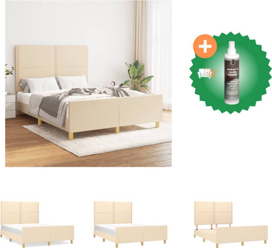 VidaXL Bedframe Crème 203 x 146 x 118 128 cm Verstelbaar hoofdeind Stabiele poten Multiplex lattenbodem Comfortabele ondersteuning Bed Inclusief Reiniger - Foto 2