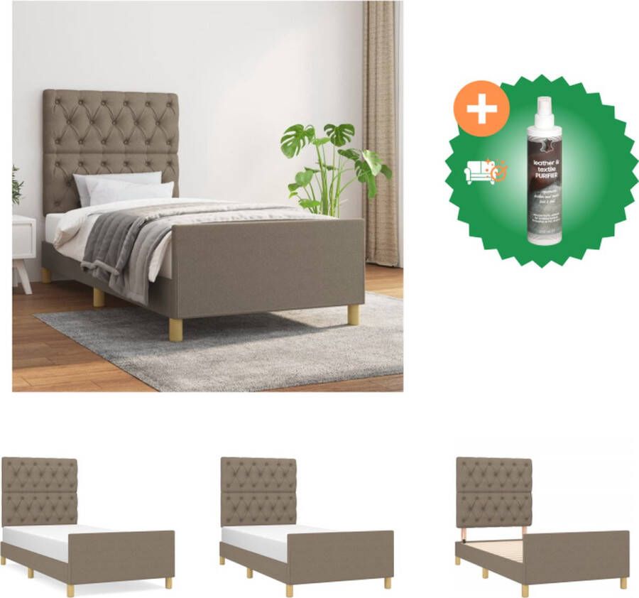 VidaXL Bedframe s Bedframes 203 x 83 x 118 128 cm Taupe stof Geschikt voor 80 x 200 cm matras Verstelbaar Bed Inclusief Reiniger - Foto 2