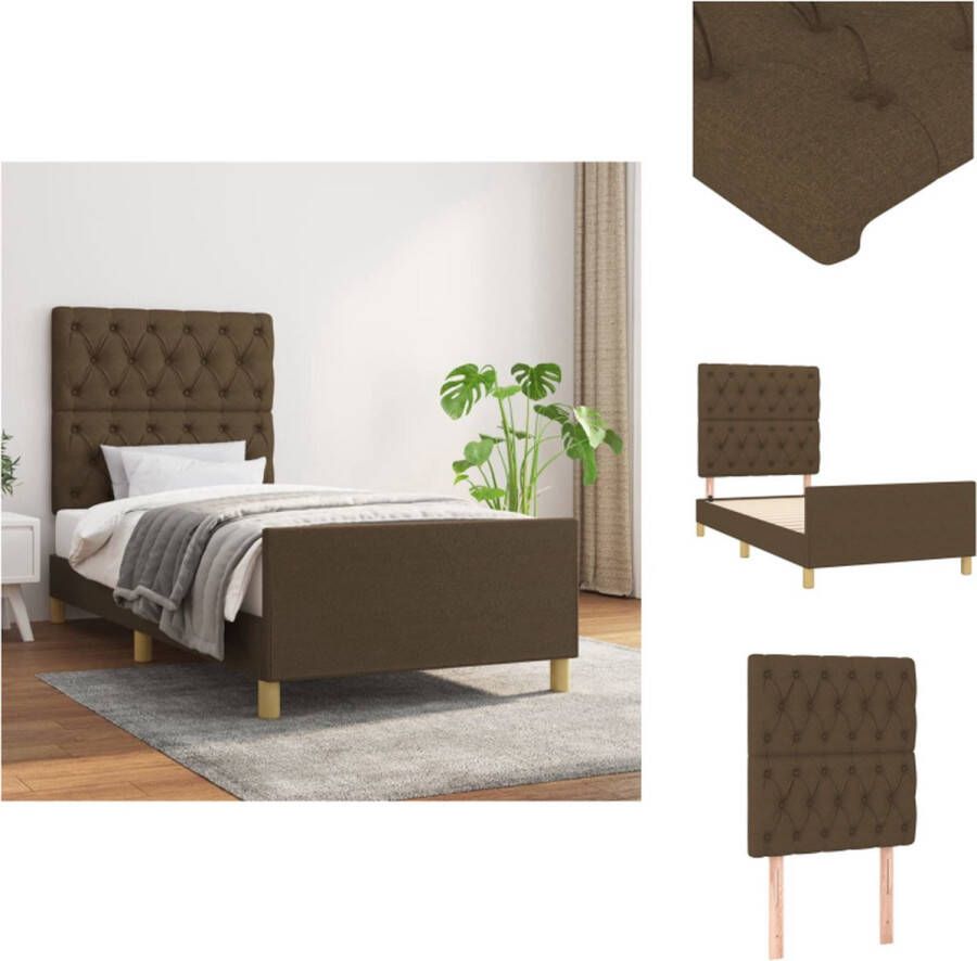 VidaXL Bedframe donkerbruin 203 x 83 x 118 128 cm verstelbaar met ondersteunende poten multiplex lattenbodem comfortabele ondersteuning montagehandleiding geschikt voor 80 x 200 cm matras 100% polyester massief larikshout Bed - Foto 2