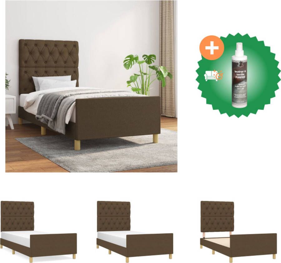 VidaXL Bedframe donkerbruin 203 x 83 x 50 cm Duurzaam materiaal Ondersteunende poten Multiplex lattenbodem Geen matras inbegrepen Bed Inclusief Reiniger