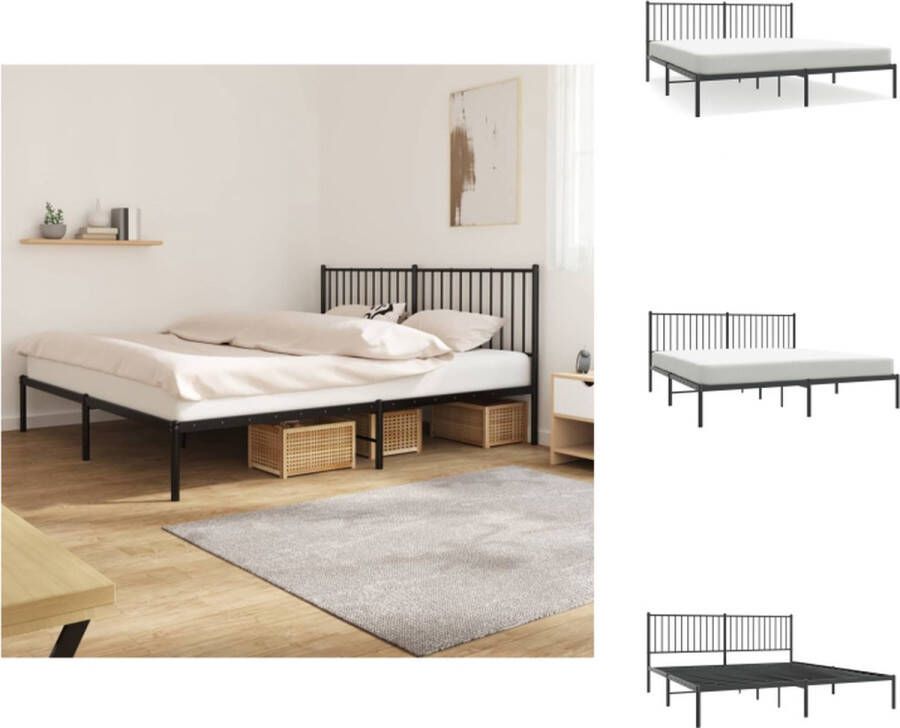 VidaXL Bedframe s Metalen Bedframe Zwarte 219 x 187 x 90.5 cm Staal Bed