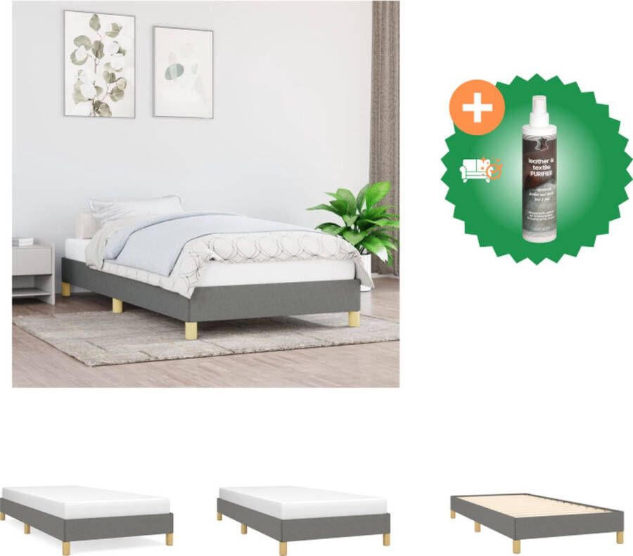 VidaXL Bedframe Stof Donkergrijs 193 x 93 x 35 cm Stevige poten Multiplex lattenbodem Bed Inclusief Reiniger