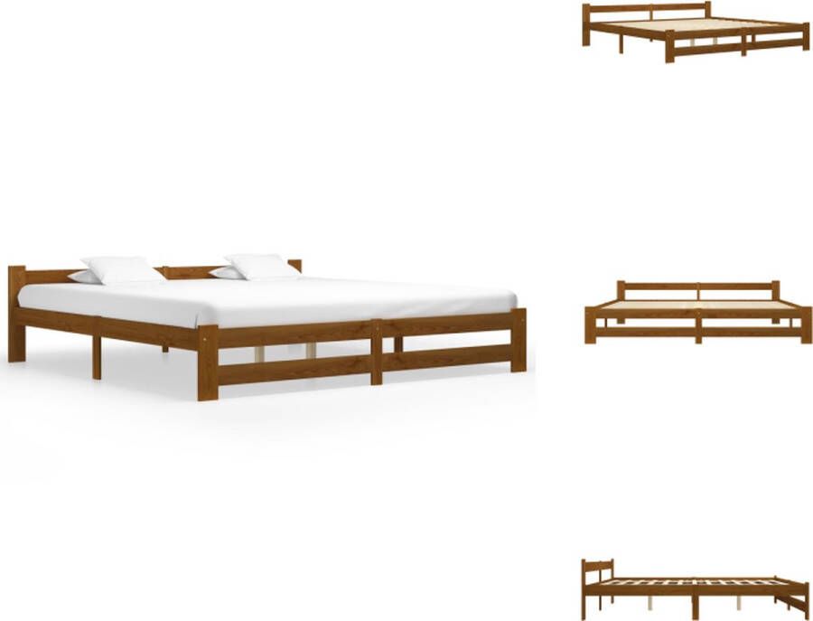VidaXL Bedframe Scandinavisch Massief grenenhout 204 x 207 x 55 cm Honingbruin Bed
