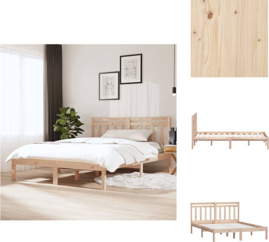 VidaXL Bedframe Bedframes Tweepersoonsbed Bed Bedframe massief grenenhout 140x200 cm - Foto 2