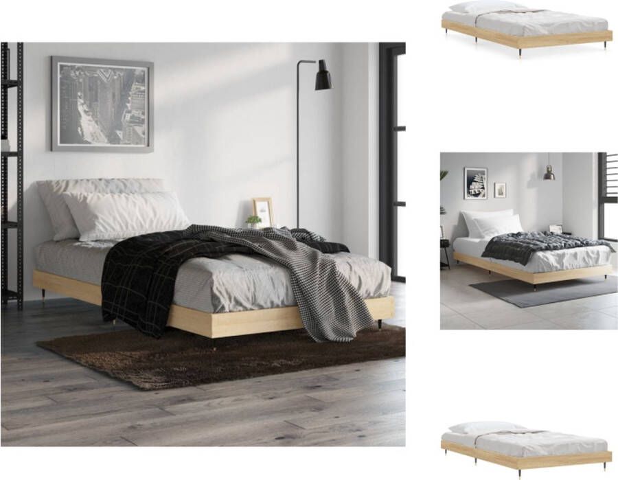 VidaXL Bedframe Sonoma Eiken 203 x 93 x 20 cm Duurzaam hout Metalen poten Multiplex lattenbodem Bed - Foto 1