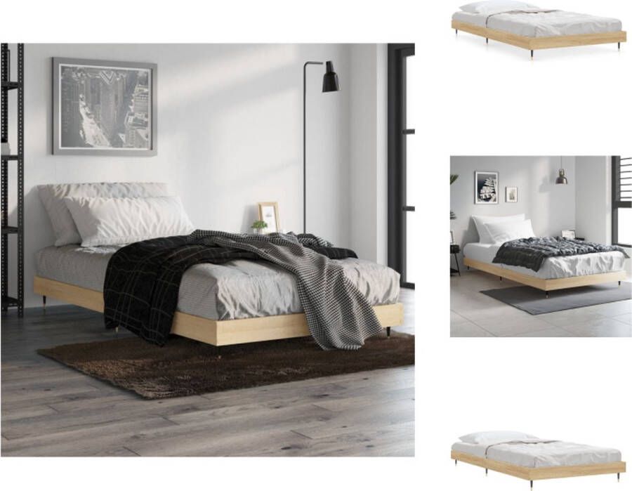 vidaXL Bedframe Sonoma Eiken Een Welkome Aanvulling op Elke Slaapkamer Duurzaam Hout Stevige Metalen Poten Multiplex Lattenbodem 193 x 93 x 20 cm Bed