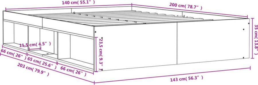 VidaXL -Bedframe-sonoma-eikenkleurig-140x200-cm - Foto 4